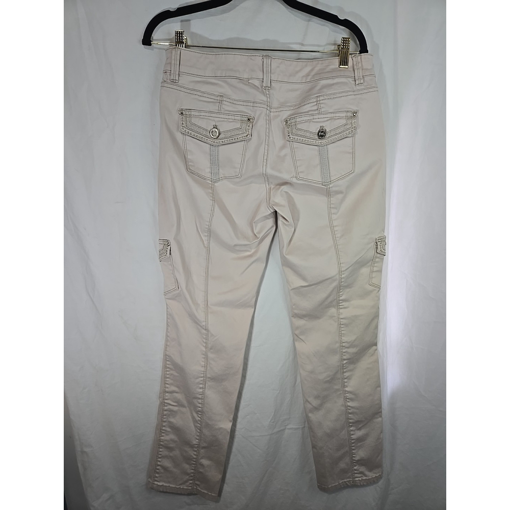 White House Black Market 4 Slim Ankle Cargo Pants Beige Stretch Tailored Fit - Picture 8 of 10